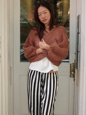 Mohair Bomber Cardigan in Brown