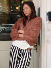 Mohair Bomber Cardigan in Brown