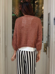 Mohair Bomber Cardigan in Brown