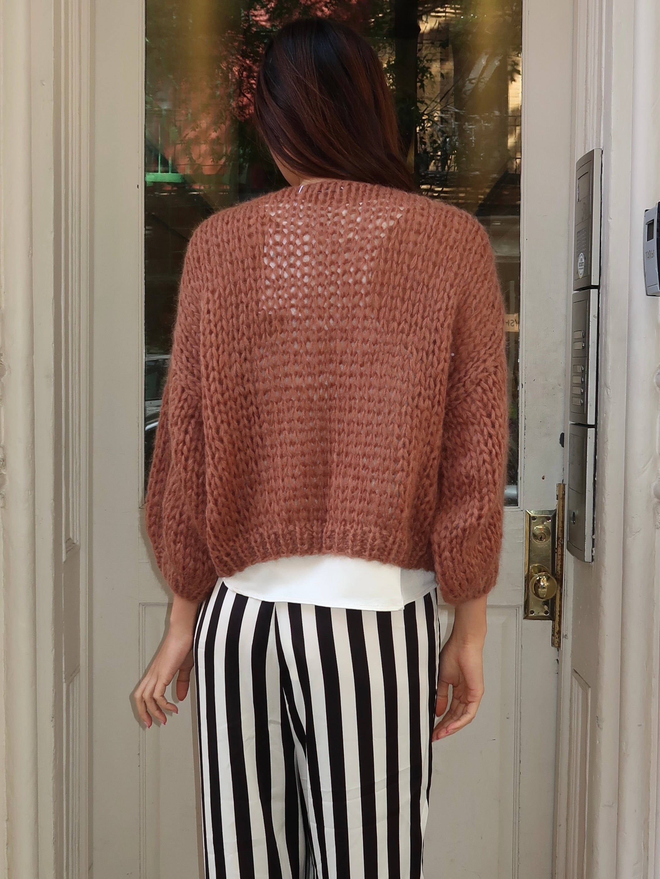 Mohair Bomber Cardigan in Brown