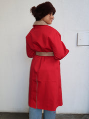 Anja Reversible Honey Trench in Tan/Red