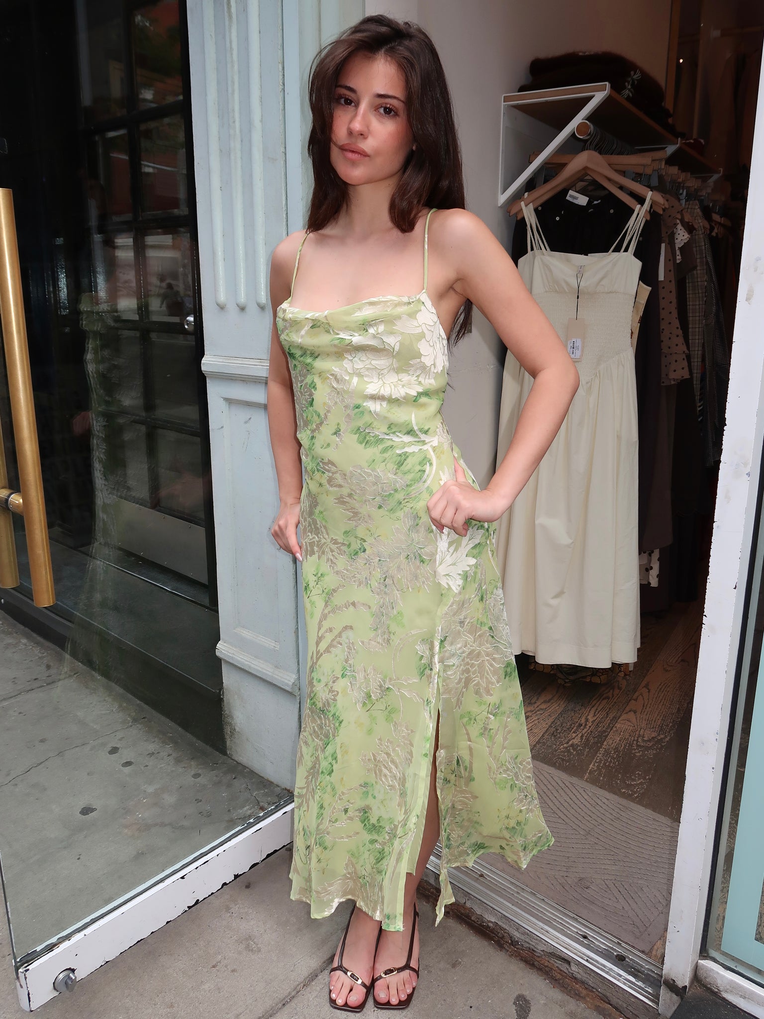 Gaia Light Green Floral Dress