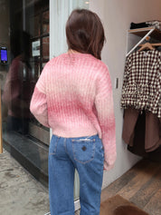 Zelda Sweater Zip Up in Rose Multi