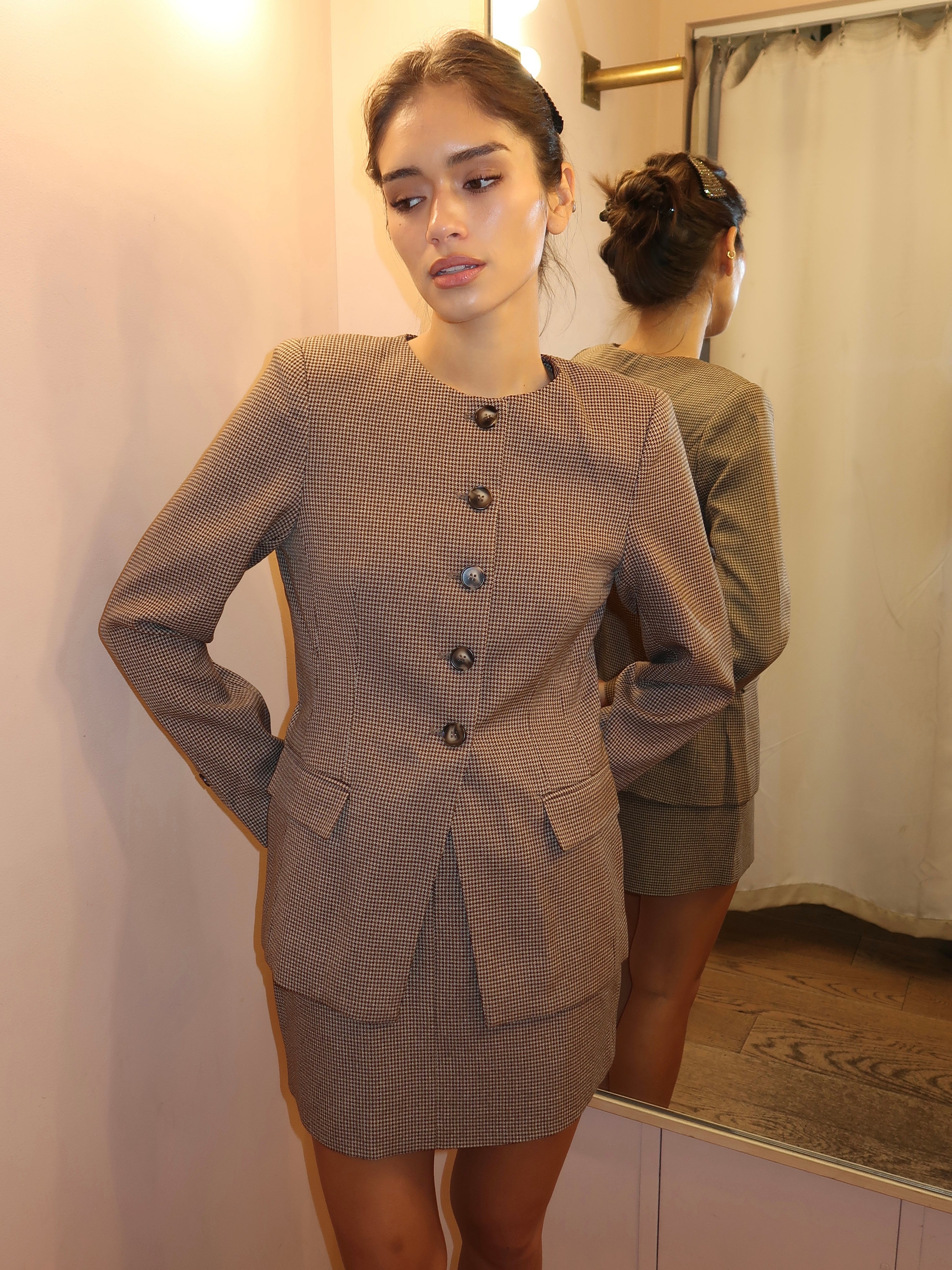 Bellmere Jacket in Brown Houndstooth