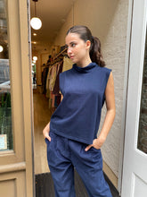 Load image into Gallery viewer, Jersey Sleeveless Turtleneck in Navy
