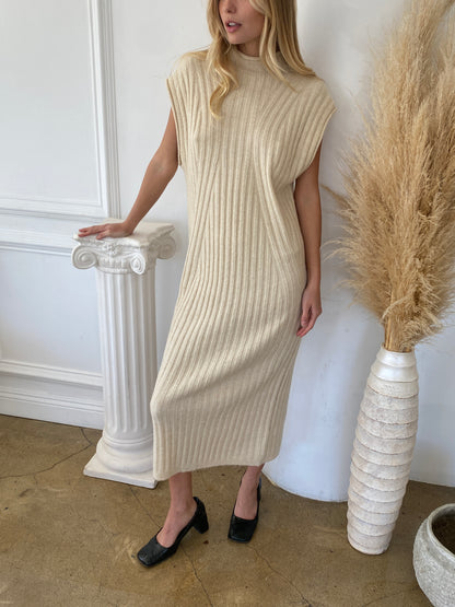 Harvey Knit Midi Dress in Latte