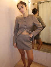Laudine Skirt in Brown Houndstooth