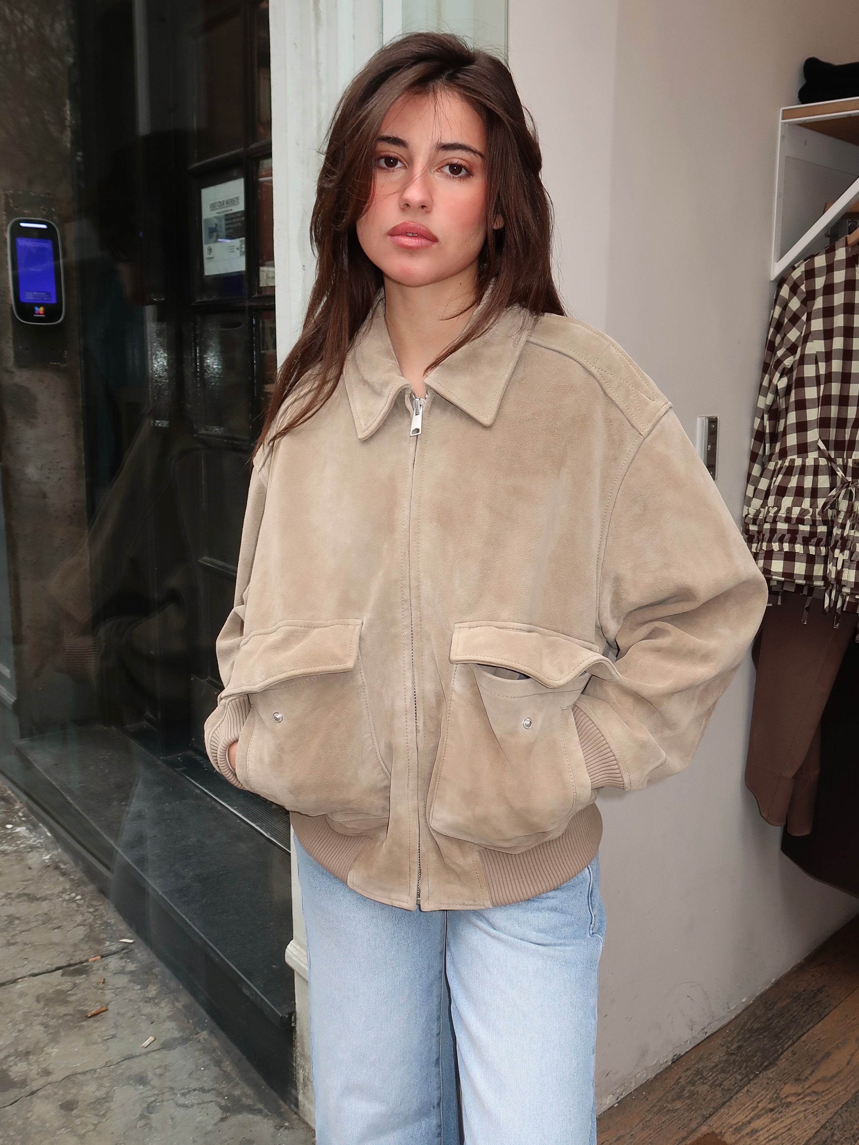Vivienne Suede Jacket in Deep Olive – Isalis