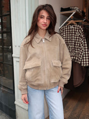 Vivienne Suede Jacket in Deep Olive