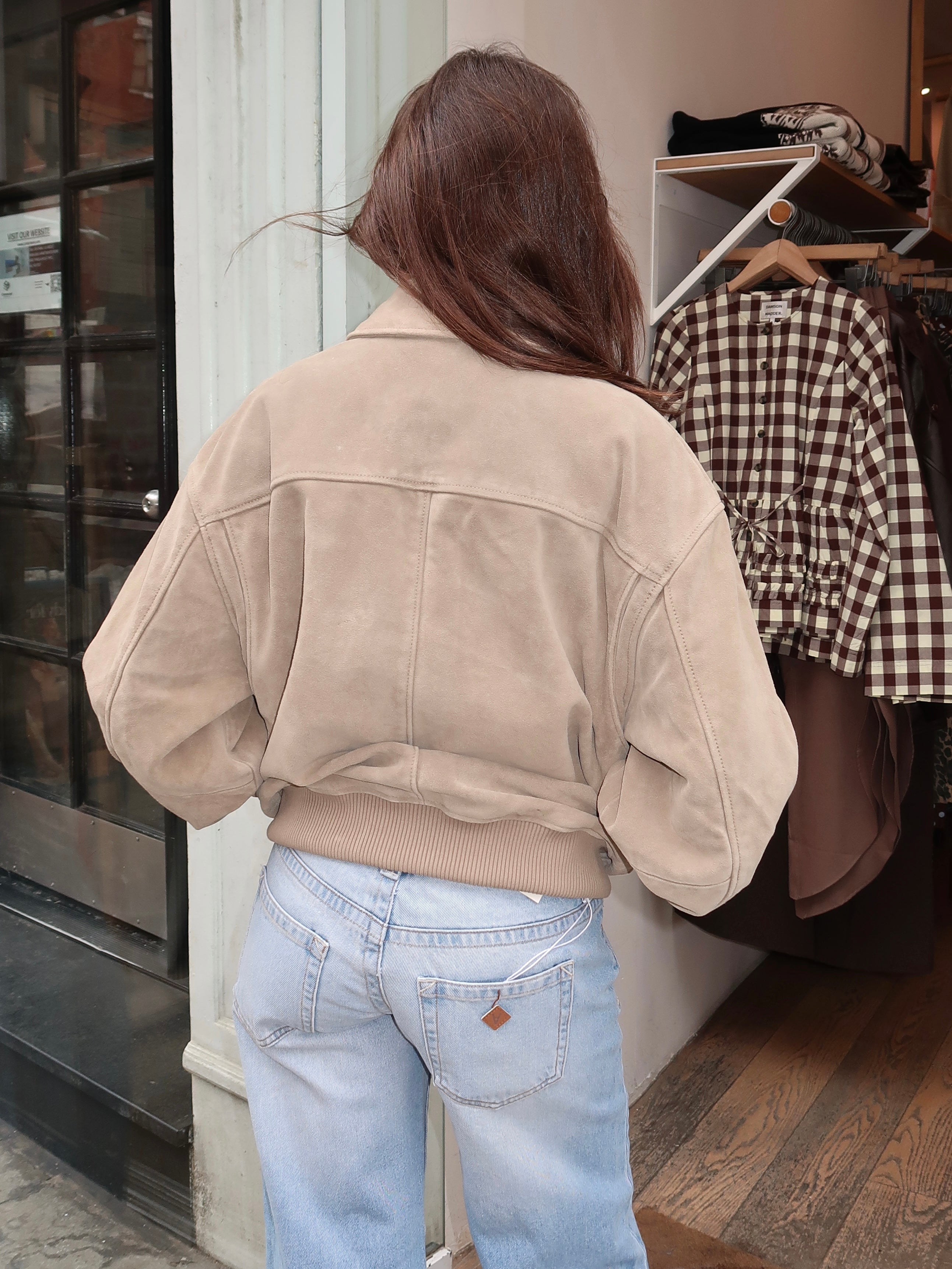 Vivienne Suede Jacket in Deep Olive