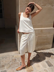 Serena Silky Satin Shorts in Ivory