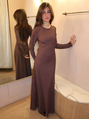 Mesa Maxi Dress in Polkadot Chocolate Plum