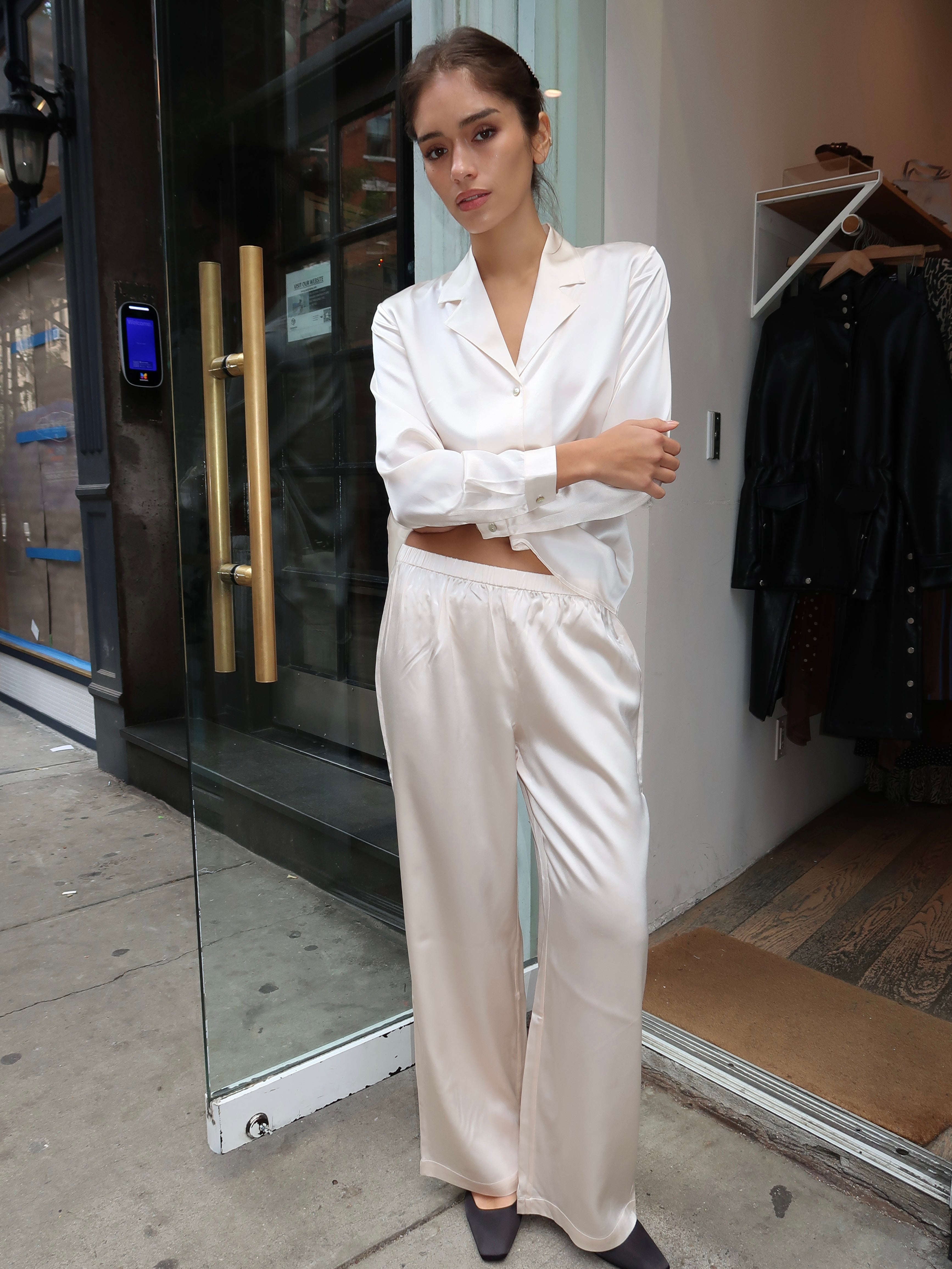 Soma Trousers in Ivory Satin