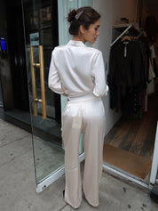 Soma Trousers in Ivory Satin