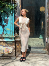 Load image into Gallery viewer, Tobie Tie Front Lace Tank in Vanilla
