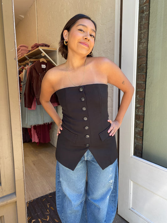 Kendal Button Corset in Black