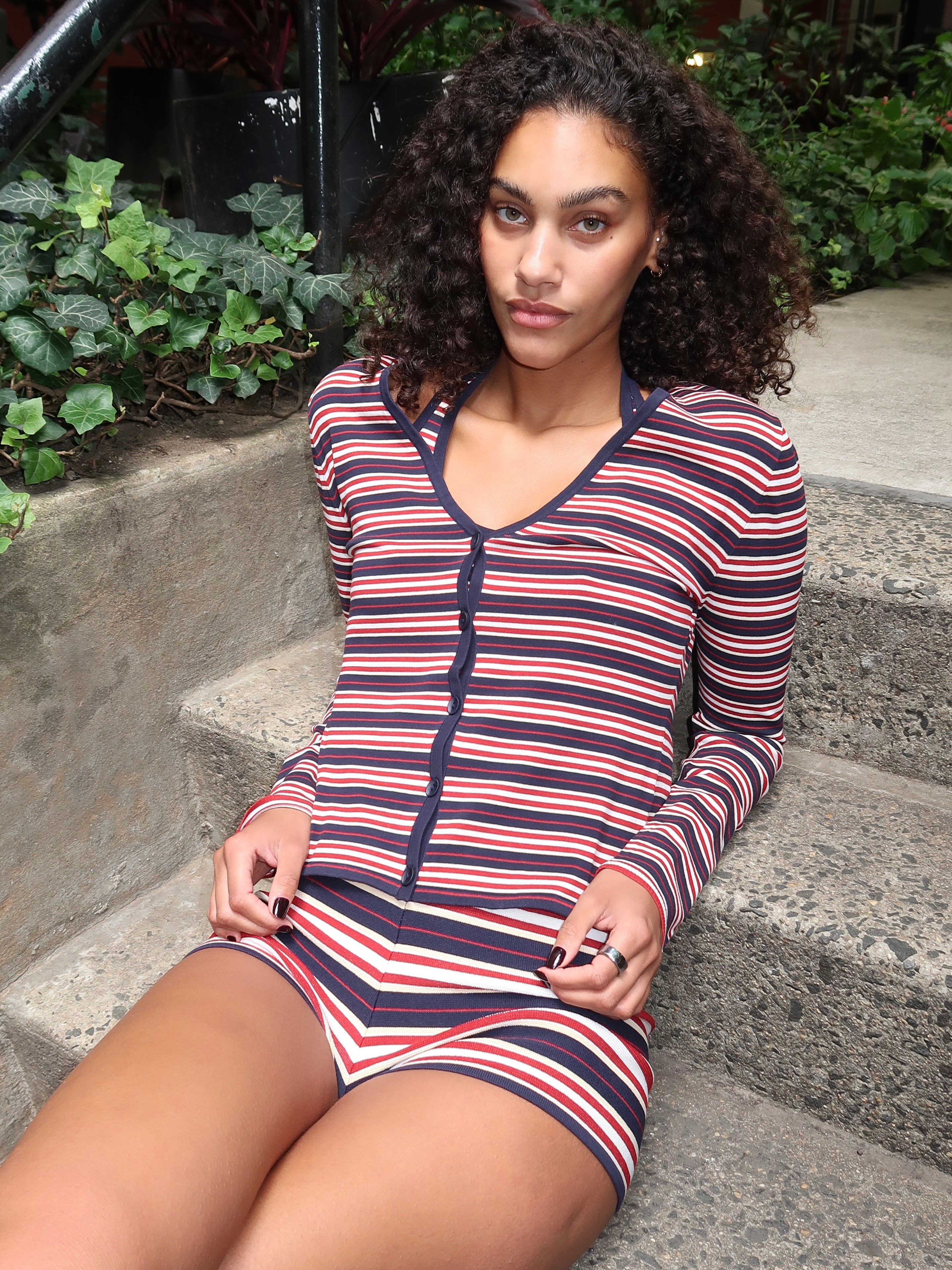 Doris Cardigan in Cila Stripe Navy