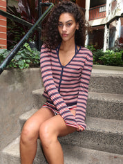Doris Cardigan in Cila Stripe Navy