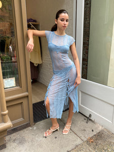Mariposa Lace Midi Dress in Delicate Blue