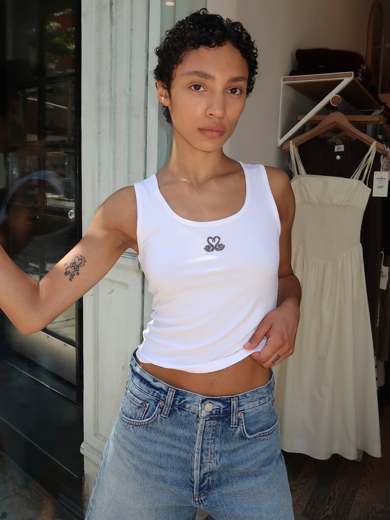 Skai Swan Tank in Off White