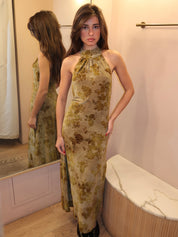 Emily Maxi Dress in Olive Burnout