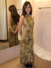 Emily Maxi Dress in Olive Burnout