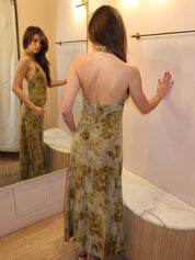 Emily Maxi Dress in Olive Burnout