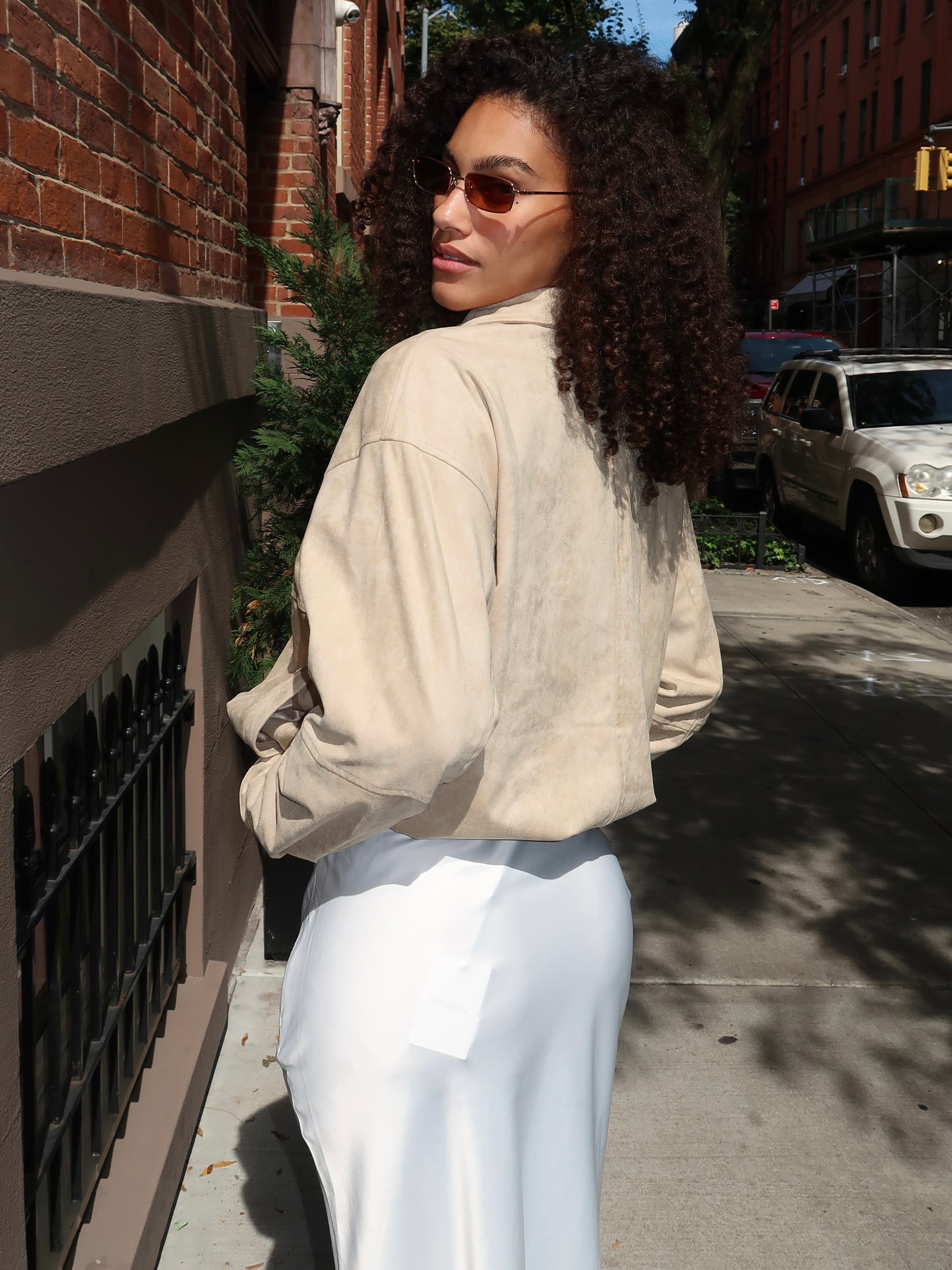 Connie Bomber Jacket in Beige