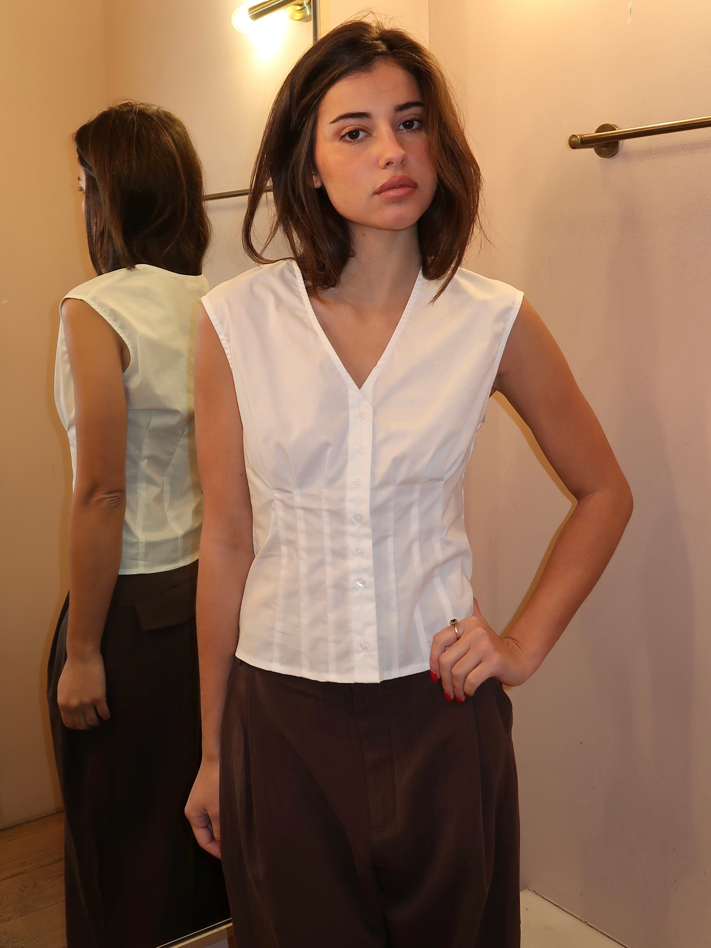 Sutter Button Up Top in White