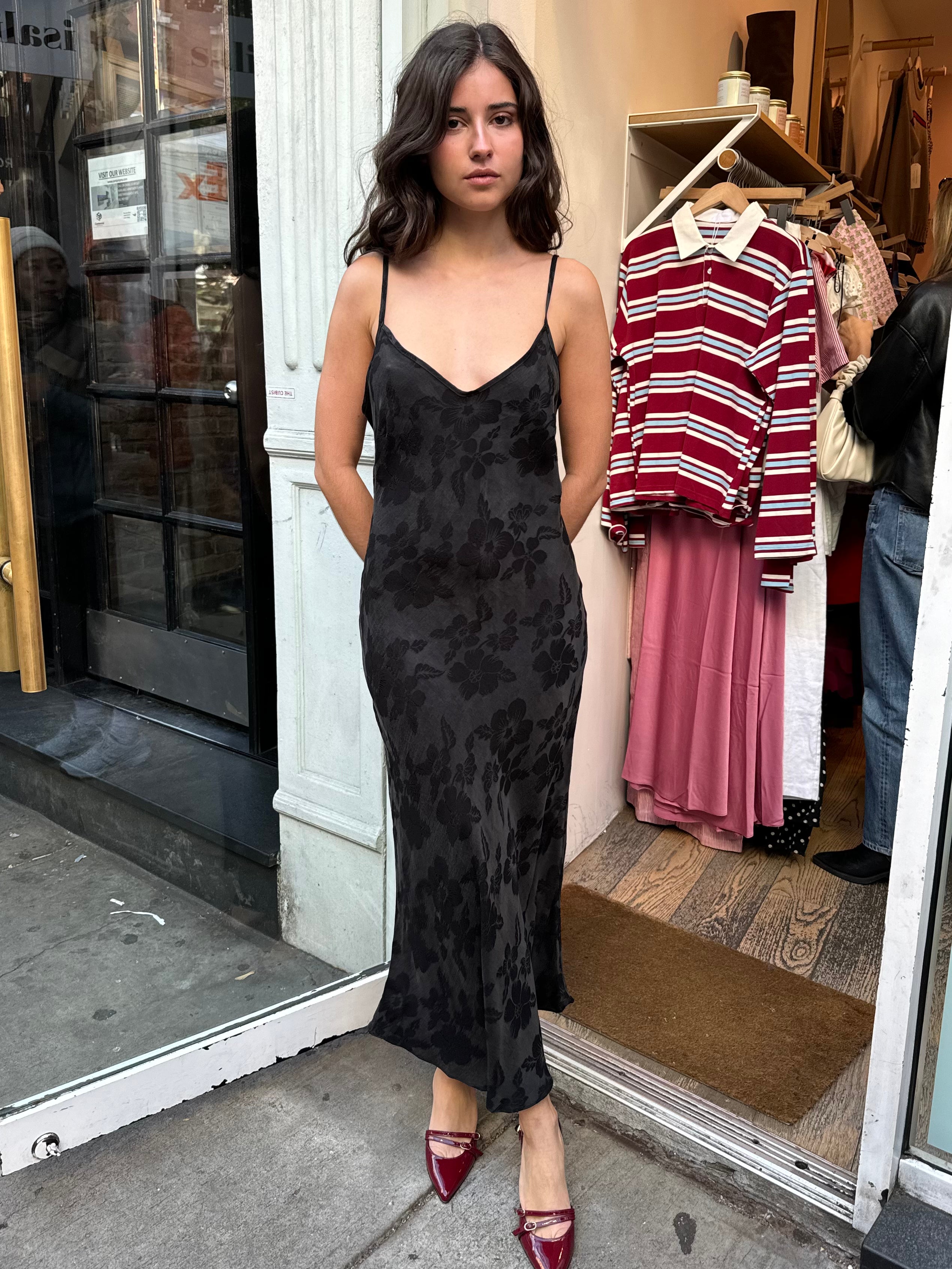 Desire Slip Dress in Black Floral