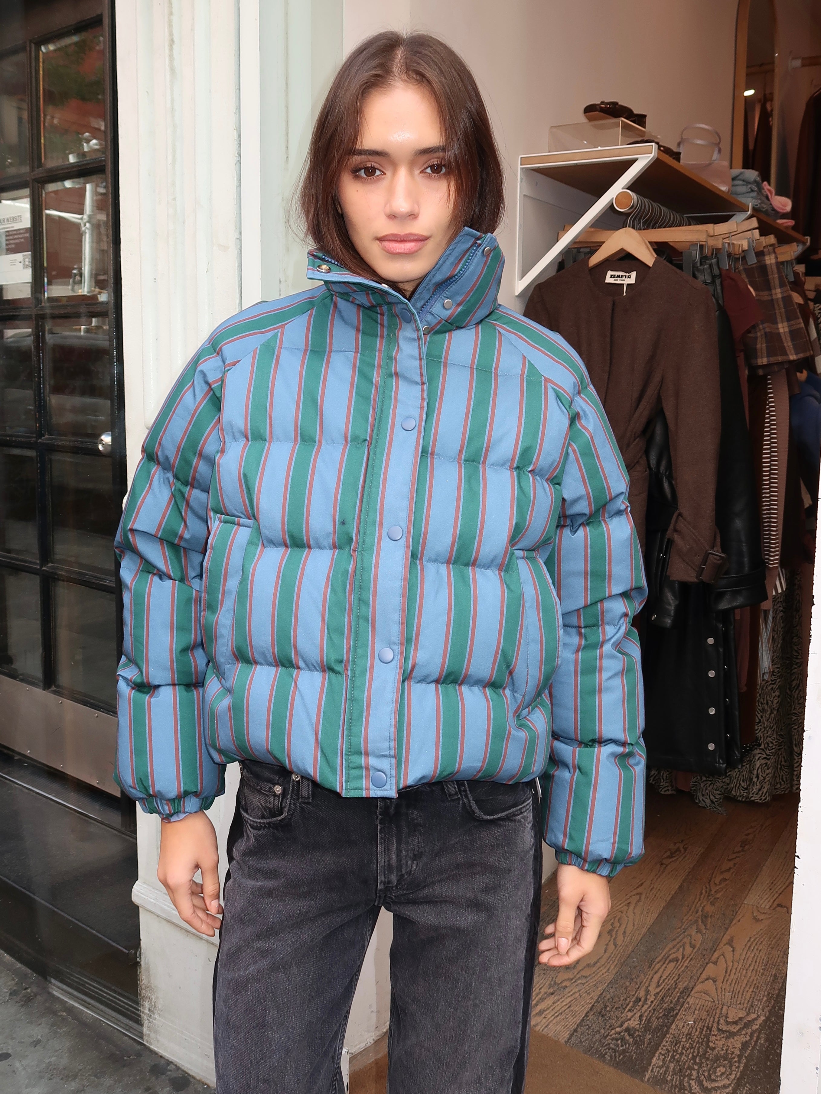 Striped Short Jacket in Blue