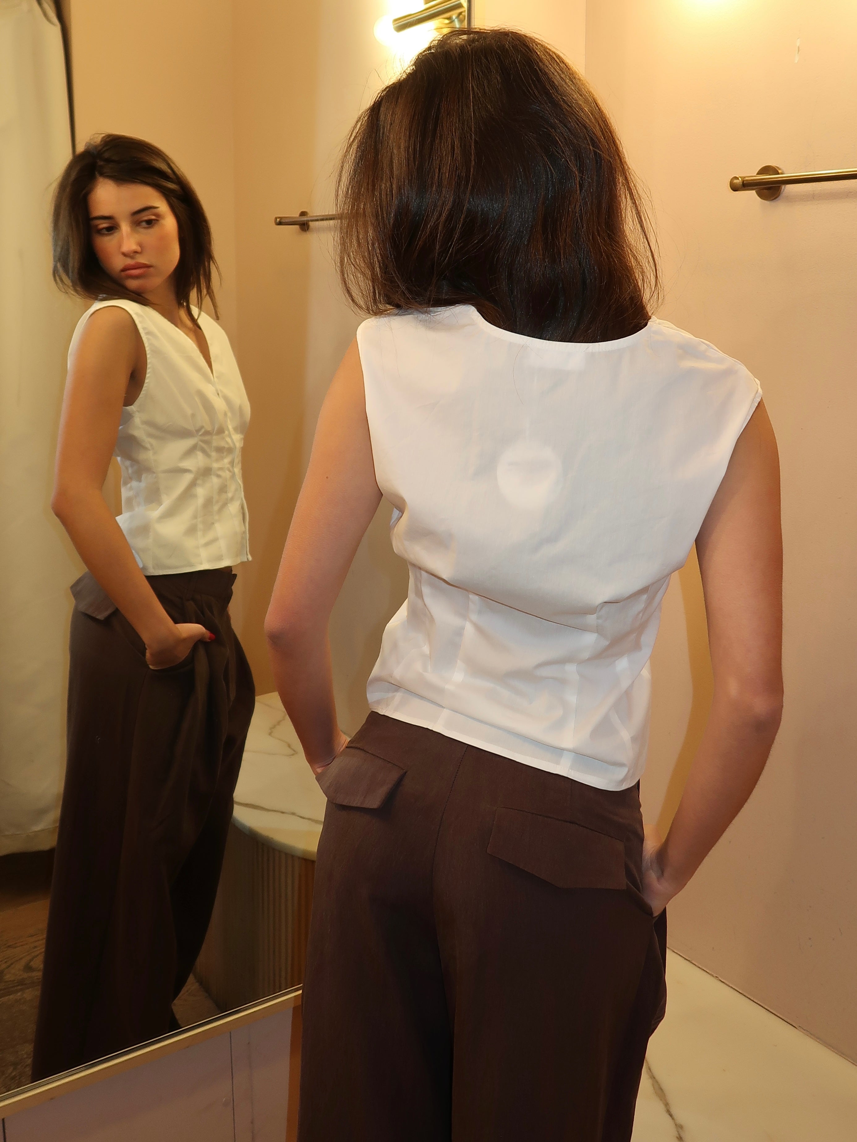 Sutter Button Up Top in White