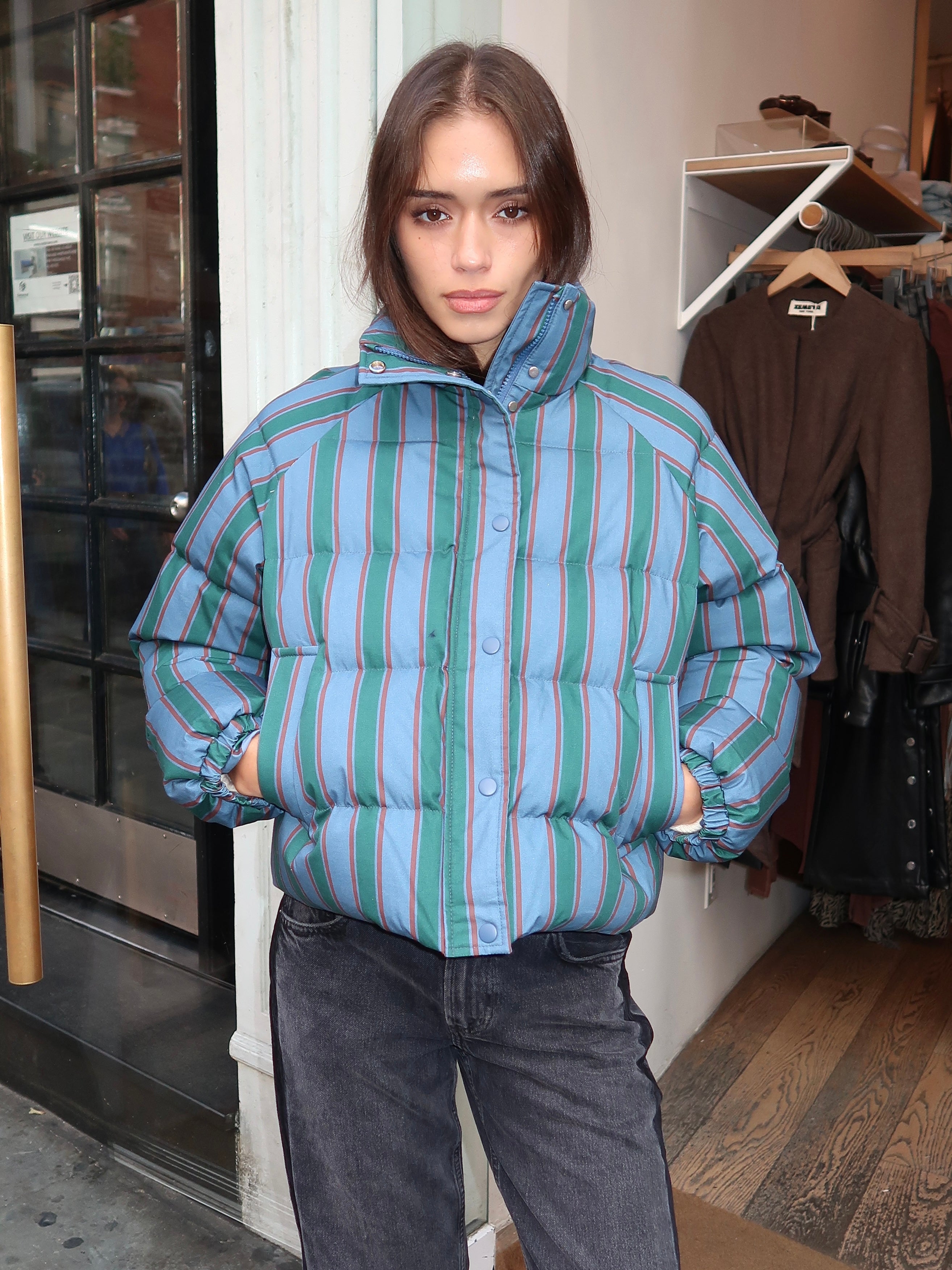 Striped Short Jacket in Blue