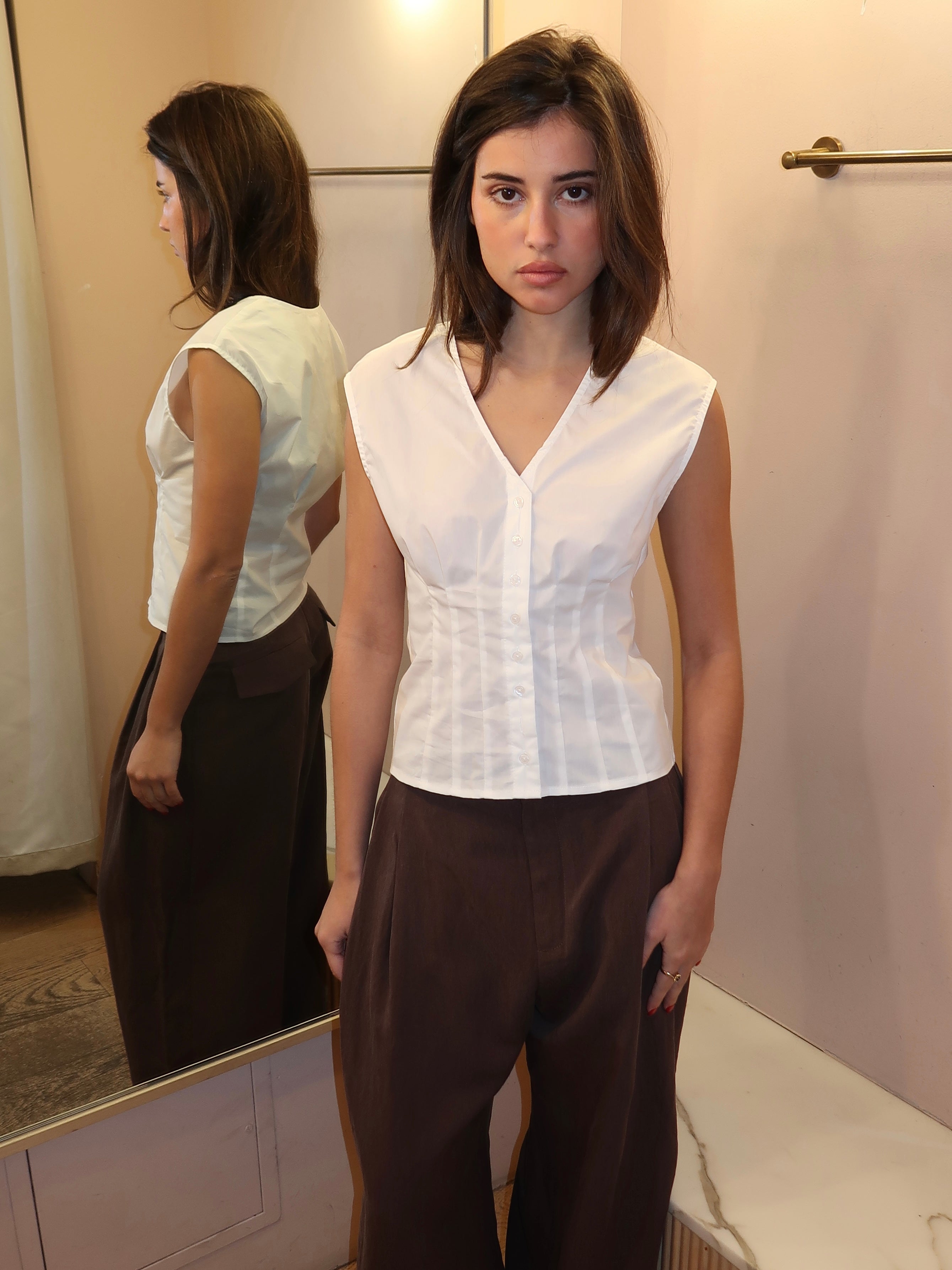 Sutter Button Up Top in White