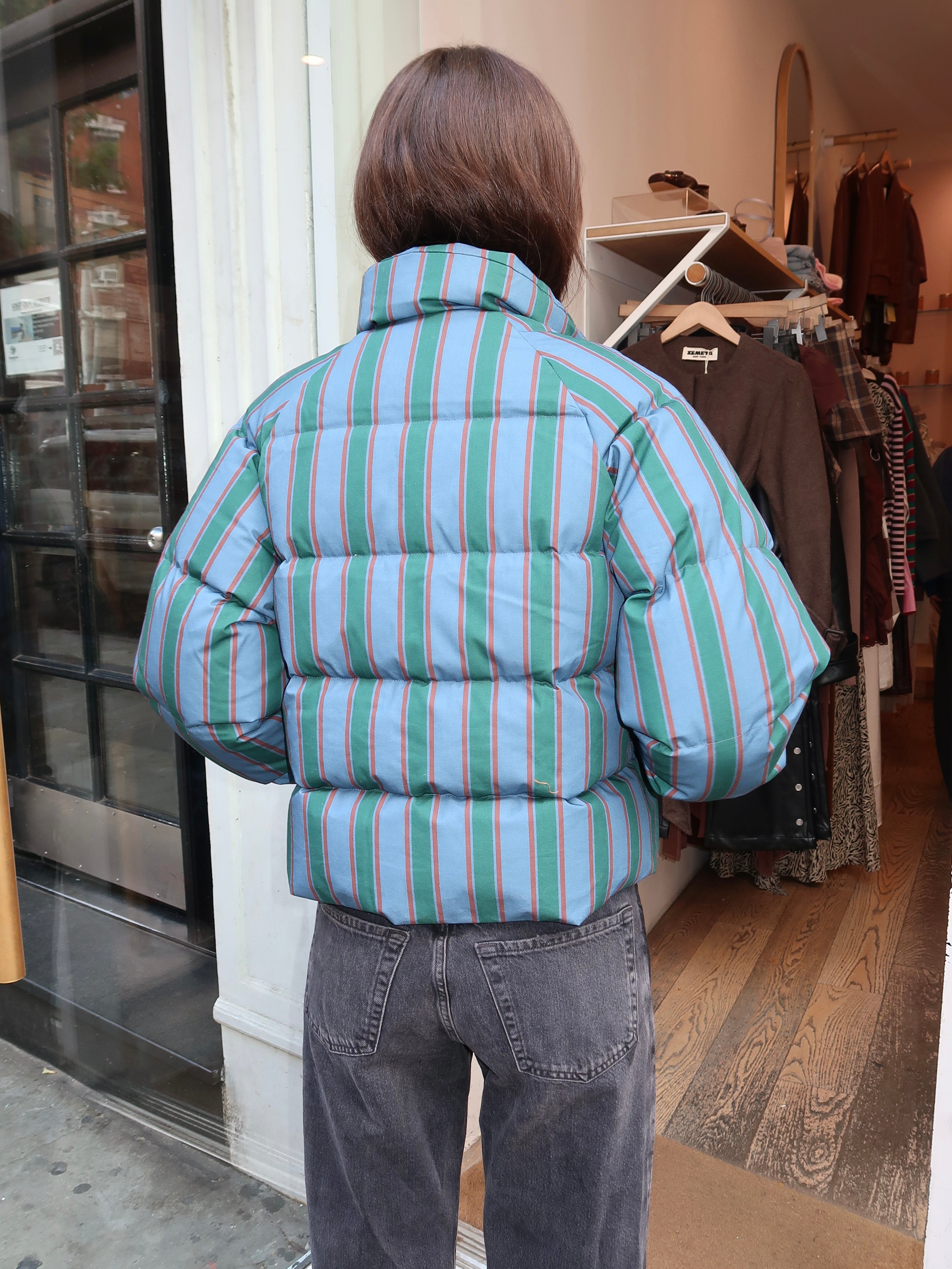Striped Short Jacket in Blue