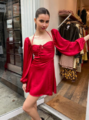 Vivian Dress in Deep Red