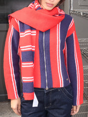 Bibi Skinny Scarf in Red Navy Stripe Multi