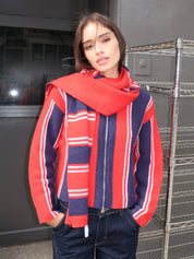 Bibi Skinny Scarf in Red Navy Stripe Multi