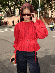 Charlize Blouse in Red Burg Stripe