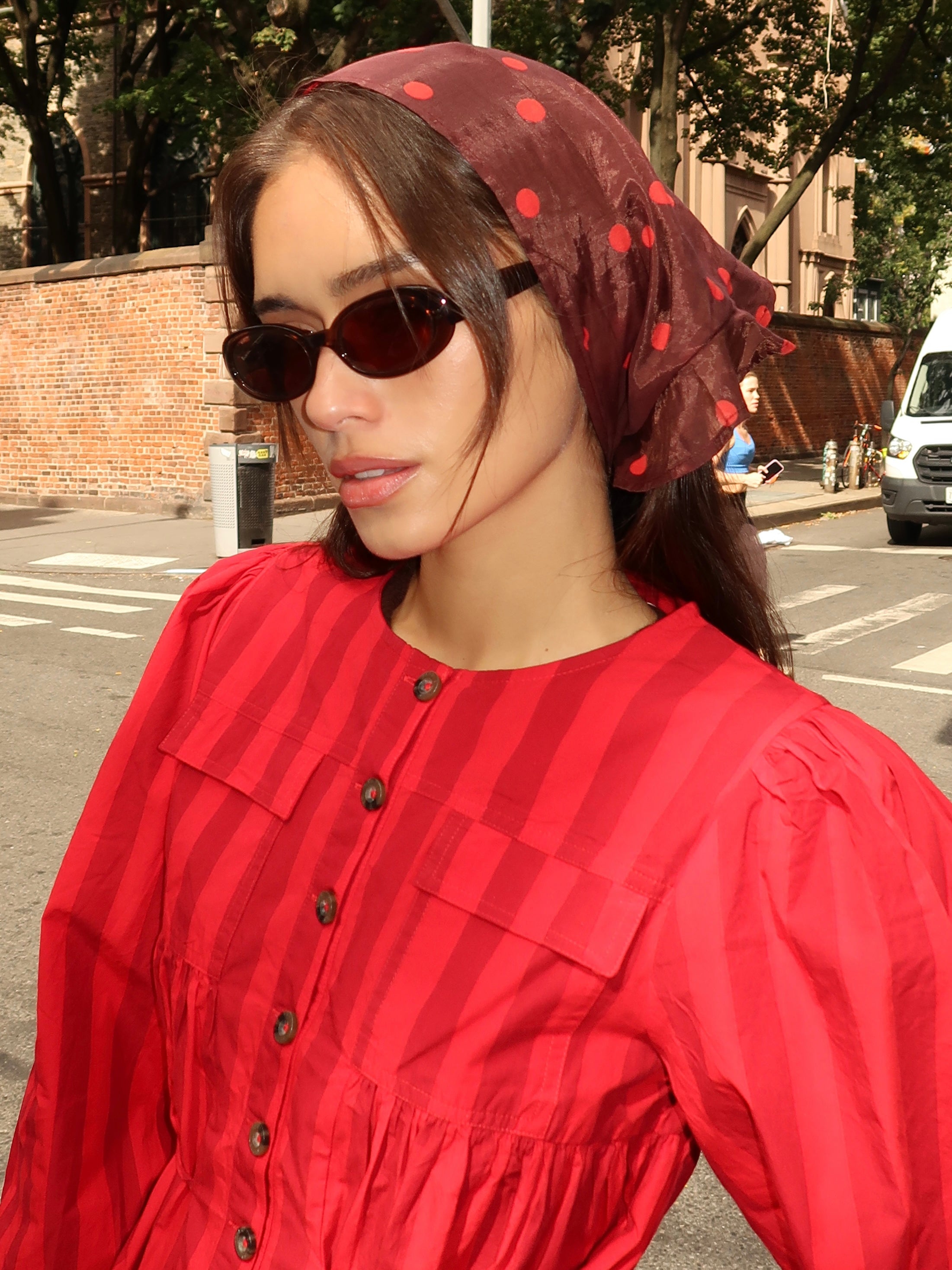 Sheer Spot Headscarf in Red