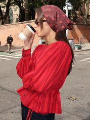 Sheer Spot Headscarf in Red