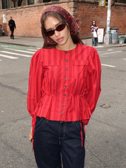 Charlize Blouse in Red Burg Stripe