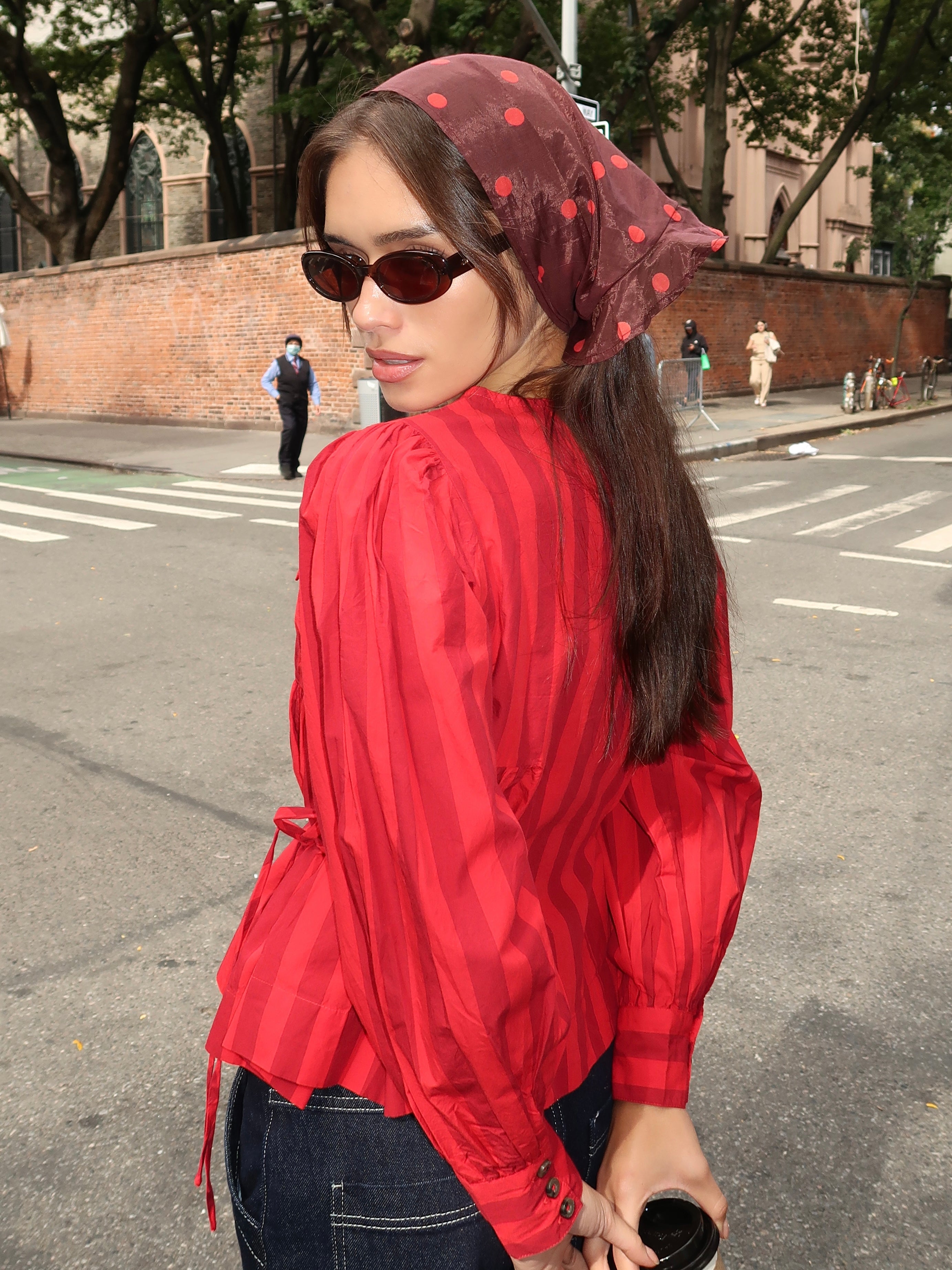 Charlize Blouse in Red Burg Stripe