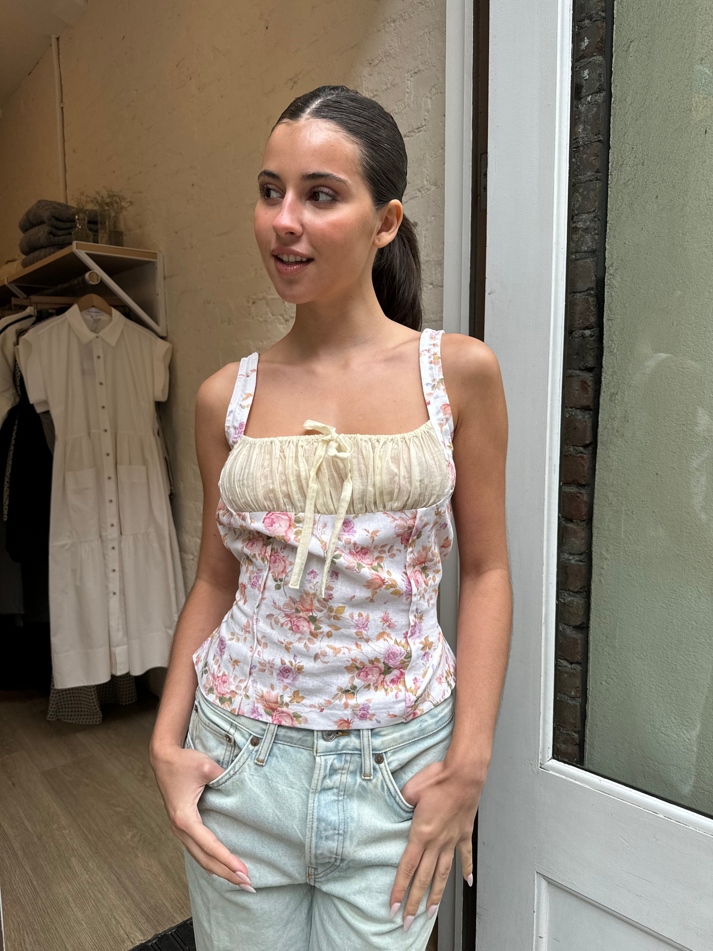 Lucania Floral Linen Top