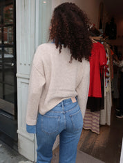 Harvey Sweater in Superlight Denim/Oatmeal
