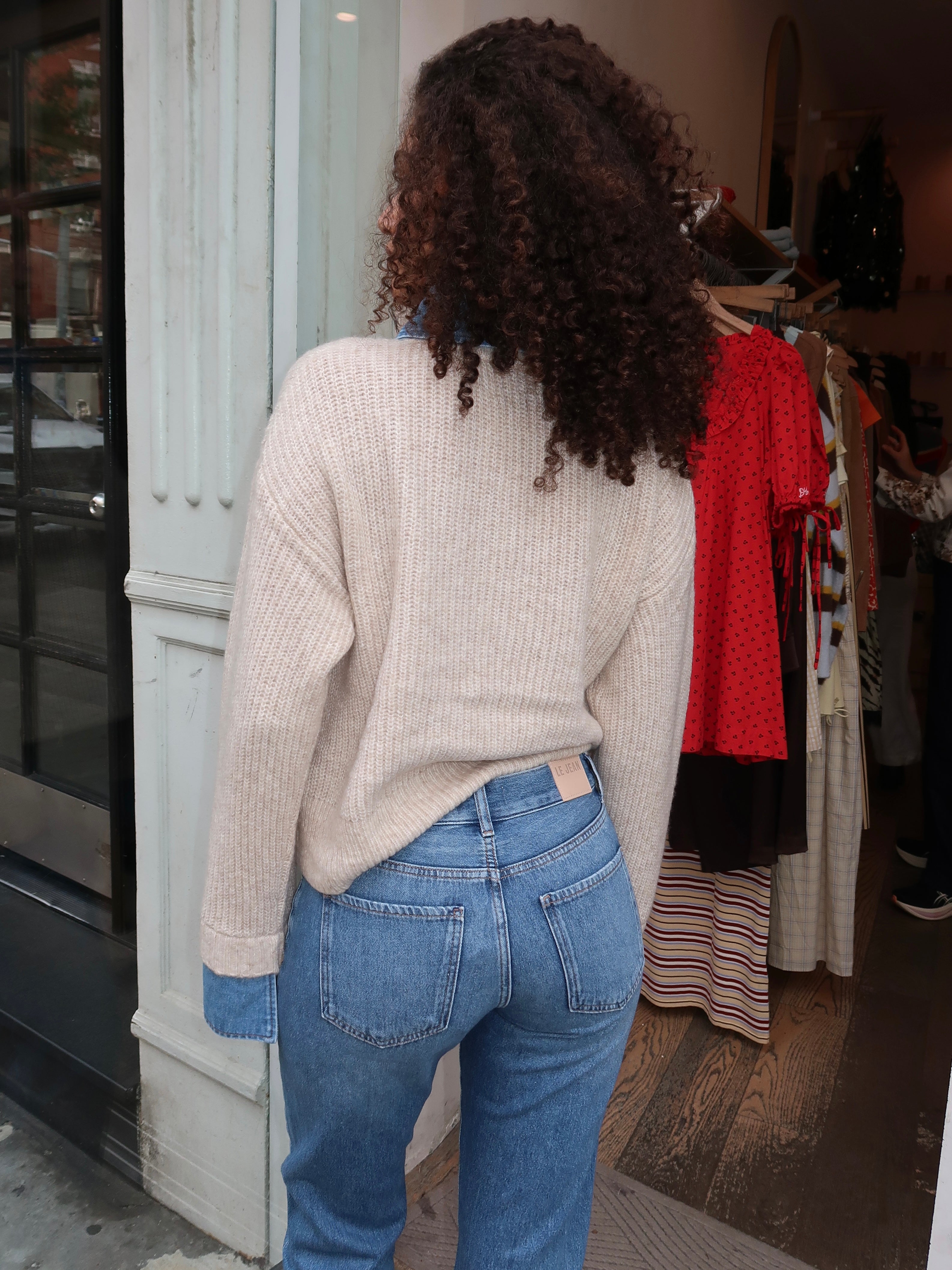 Harvey Sweater in Superlight Denim/Oatmeal