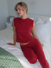 Asymm Pleats Tank Top in Raspberry