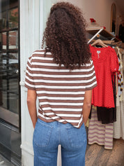 Linen Poppy Tee in Brown/Cream Stripe