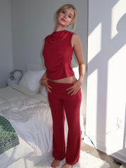 Foldover Pants in Raspberry