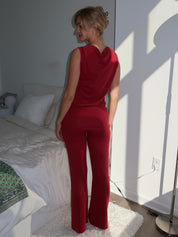 Foldover Pants in Raspberry